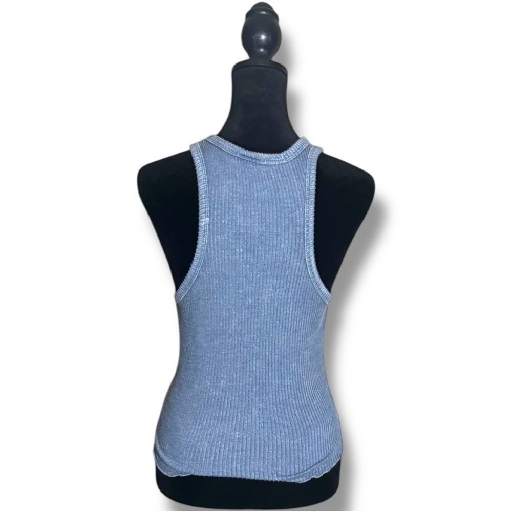 Caution To The Wind Blue Sleeveless Crewneck Casual Ribbed Knit Top - Picture 14 of 15